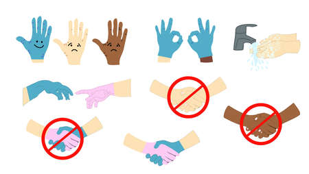 Coronavirus 2019-nCoV infographic,elements, human are showing coronavirus symptoms and risk factors. health and medical. Novel Coronavirus 2019. Latex gloves. Personal protective equipment..のイラスト素材