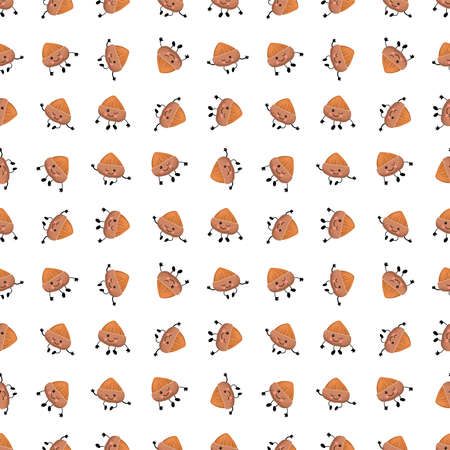 Seamless hazelnut on a light background. Vector illustration of Nuts characters.のイラスト素材