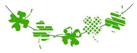 St.Patrick 's Day. Background, clover and shamrock. Elements for design isolated on black background.のイラスト素材