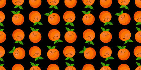 orange pattern on a black background. Cute orange character with face.
