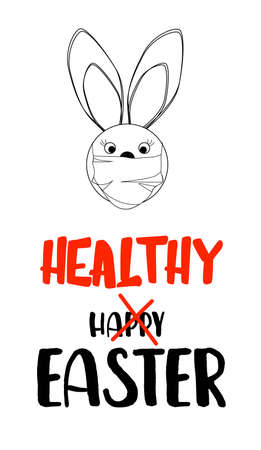rabbit in a medical mask. Easter concept. Easter quarantine.のイラスト素材