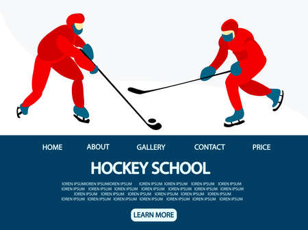 Ice hockey. Landing page for the site. Template for a sports organization. vector illustrationのイラスト素材