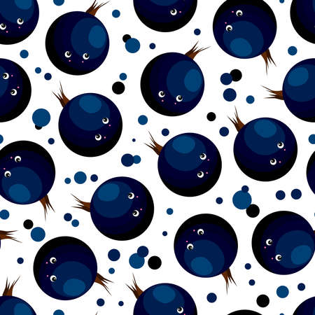 Funny print for baby clothes. Cute pattern with berries. Currant. Vector illustration. Berry character.のイラスト素材