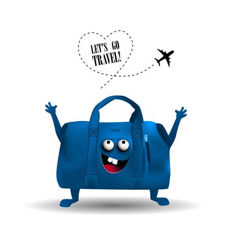 Let's go travel Flyer tourism concept. Character suitcase.のイラスト素材