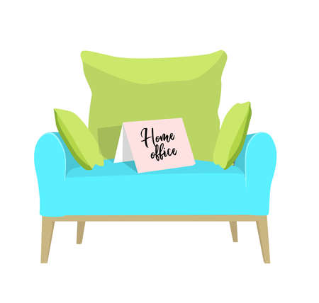 Comfortable chair .. Concept Home office and REMOTE WORK. Vector illustration on a white background.のイラスト素材