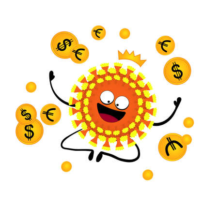 Economic fallout. Vector background Coronavirus and market. The concept of the fall of the world economy, economic crisis, the collapse of the currency market, Currency crisis.のイラスト素材