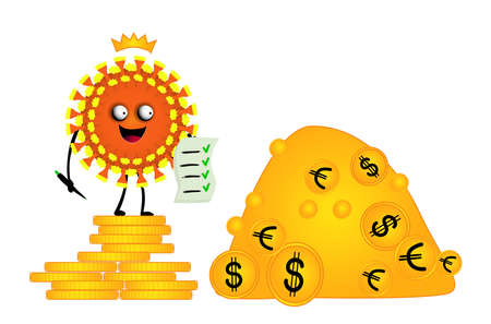 The virus counts our money. Financial losses. The fall of the global economy. Economic crisis. Stock market crash.のイラスト素材