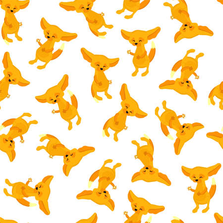 fox with big ears. animals pattern seamless vector illustration. textile design..のイラスト素材