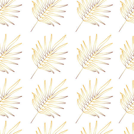 Summer print of exotic plants jungle tropical palm leaves. Pattern, seamless floral vector on a black white background.Nature wallpaper. Trendy modern pattern.のイラスト素材
