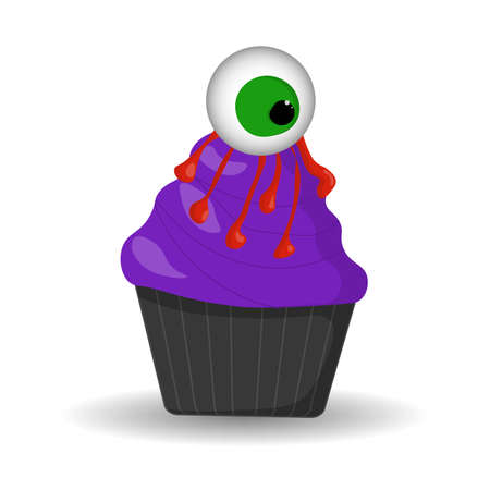 Halloween Cupcake, Recipes FOR HALLOWEEN. DESSERTS. Isolated elements Vector illustrationのイラスト素材