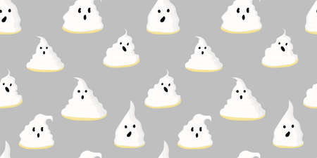 Wrapping paper design. Ghosts pattern seamless. Gray background. Halloween