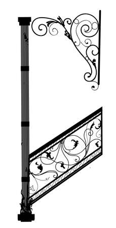 SKETCH of forged metal elements with antique ornaments. Artistic forging forged stair railing visor.のイラスト素材