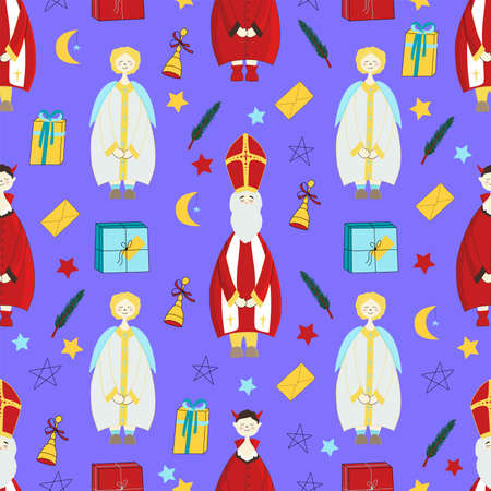 digital paper on the theme of saint nicholas dayのイラスト素材