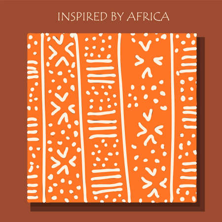 African background, flyer with grunge tribal traditional pattern. Conceptual design, Ethnic ornament. Warm browns. Trend illustrationのイラスト素材