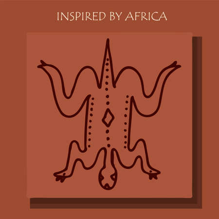 ican background, flyer with grunge tribal traditional pattern. Conceptual design, Ethnic ornament. Warm browns. Trend illustration.のイラスト素材