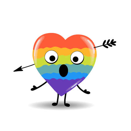 Gay Pride. LGBT concept. Cartoon vector colorful illustration. Valentine's Day. Rainbow heart. Lesbian-gay-bisexual-transgender. Rainbow love concept. Vector illustrationのイラスト素材