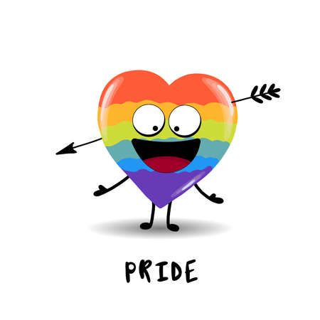 Gay Pride. LGBT concept. Cartoon vector colorful illustration. Valentine's Day. Rainbow heart. Lesbian-gay-bisexual-transgender. Rainbow love concept. Vector illustrationのイラスト素材