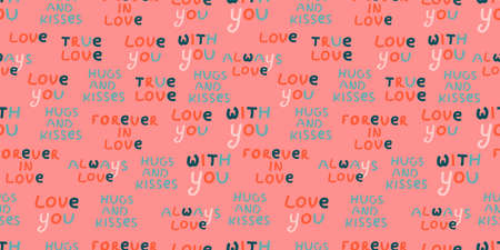 Cute love pattern. Abstract seamless pattern of love. Valentine's Day wrapping paper. Girly...
