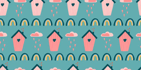 Cute love pattern. Abstract seamless pattern of love. Valentine's Day wrapping paper. Girly...