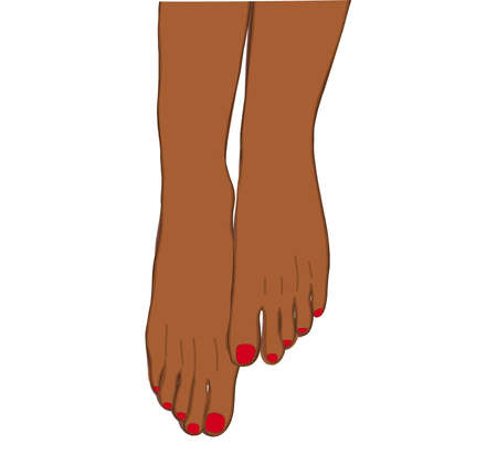 Beautiful with black woman legs, isolated on soft white background. Hygiene concept. Hygiene of the feet. pedicure.のイラスト素材