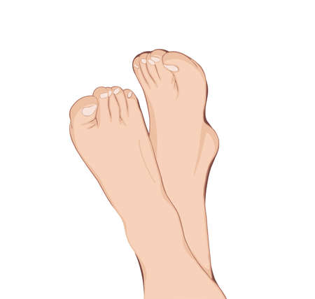 Beautiful with white woman's legs, isolated on soft white background. Hygiene concept. Hygiene of the feet. pedicure.のイラスト素材