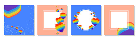 rainbow hearts. lgbt. Trendy cartoon poster. Decorative symbol. Celebration banner. Bright decoration. Poster, print, card banner design Fashion printのイラスト素材