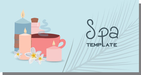 Cosmetics advertising illustration, simple and healthy skin care concept, product layout. Advertising poster for a spa salon.のイラスト素材