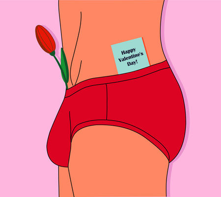 Valentine's day. Sexy man. Men s underwear. Torso.のイラスト素材