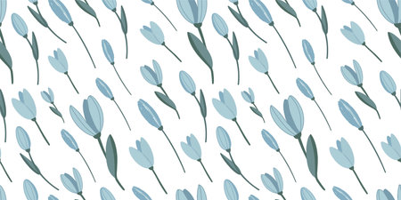 Delicate decorative seamless pattern. Blue flowers on a white background. Fabric decor. Wildflowers. Design textilesのイラスト素材