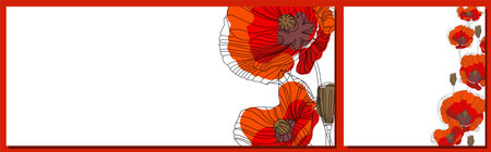 May 9. Banner for Victory Day. Symbolic red poppy on a white background. Vector illustration. Victory day poster. Poppy flower symbol of memory. World War II set template.のイラスト素材