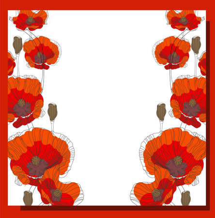 May 9. Banner for Victory Day. Symbolic red poppy on a white background. Vector illustration. Victory day poster. Poppy flower symbol of memory. Second world war square postcardのイラスト素材