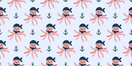 Ocean and travel design for kids. Children s textile design.のイラスト素材