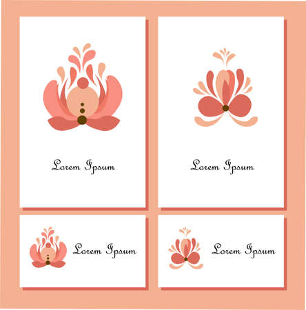 Floral design for wedding invitation card template, flowers in folk style. Template design with detailed, vector, decorative stylized spring flowers.のイラスト素材