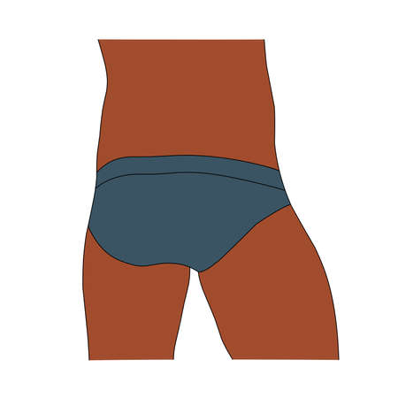 Male torso. A man in swimming trunks or underwear. Beach vacation and body care concept. Men's underwear.のイラスト素材