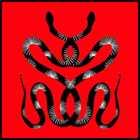 Subh Nag Panchami Abstract or intertwined snakes Poster with Beautiful and Creative Illustration Designのイラスト素材