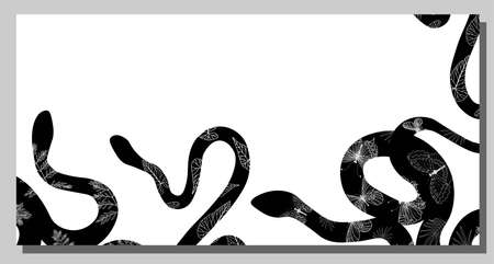 SNAKES. FRAME made of snakes. Vector illustration. Tropical poisonous animals. Poster or banner...