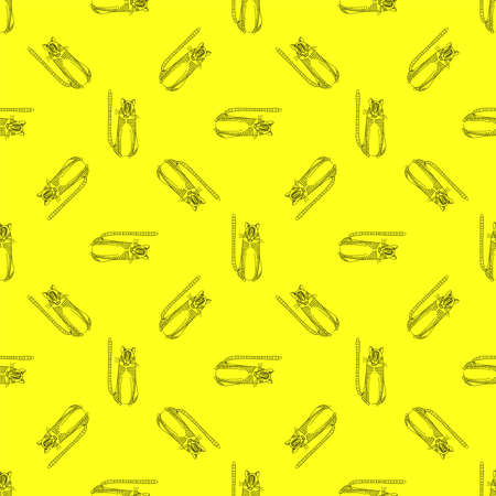 Funny seamless childish pattern with tigers. Year of the tiger background. Yellow cat. Simple drawing of a tabby cat. Fabric and textile design.Vector illustration.のイラスト素材