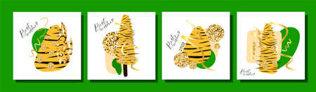 Set of abstract New Year cards. New Year s and Christmas. Stylish modern positive templates. The symbol of 2022. Vector illustrationのイラスト素材