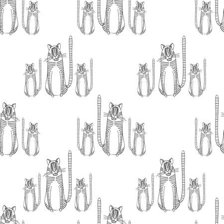 Trendy year tiger 2022, great design for any purposes. Modern backdrop. Trendy vector style. Decorative print. Nature background vector. Vector drawing. Doodle cartoon style.のイラスト素材