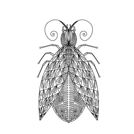 Beautiful mockup for print design. Isolated background. Cute insects vector illustration. Vector isolated outline color drawing. Insect character.のイラスト素材