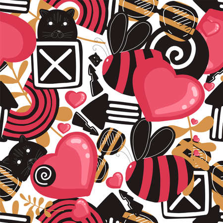 Seamless youth pattern. Graffiti style. Modern trendy background. Pink graffiti. Street style.のイラスト素材