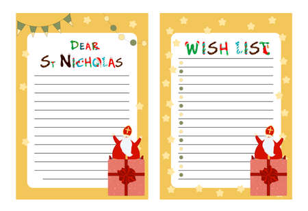Saint Nicholas celebrating the holidays - isolated. Letter to Saint Nicholas. Winter holidays.のイラスト素材