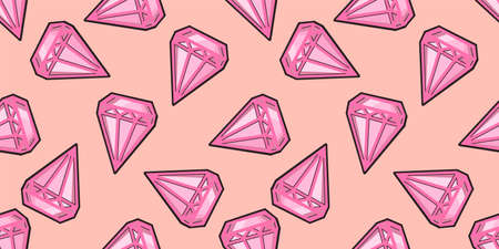 Bright summer pattern in pop art style. 60x pattern. Crystals seamless ornamentのイラスト素材
