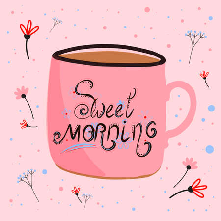 sweet morning. Festive inscription. Christmas lettering Vector illustrationのイラスト素材