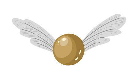 flying ball for the game. Magic. golden ball with wings.のイラスト素材