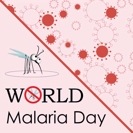 World Malaria Day vector illustration. Suitable for greeting card, poster and banner. It is celebrated annually on April 25 and celebrates global efforts to combat malaria. Vector illustration.Mosquito..のイラスト素材