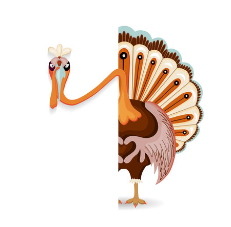 Thanksgiving greeting banner. Funny turkey postcard autumn. Family Thanksgiving Day poster with...