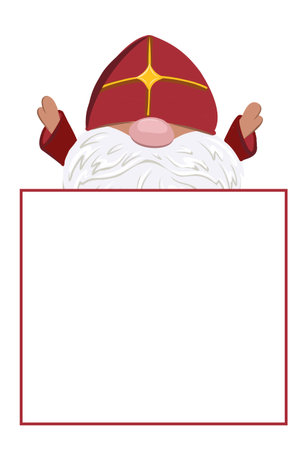 Saint Nicholas or Sinterklaas from above on a greeting card - template - vector illustration isolatedのイラスト素材