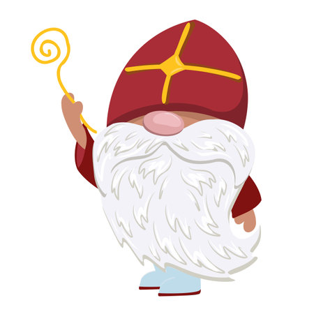 St. Nicholas Day Quote with a cute gnome in a red cap.Sinterklaas Eve.のイラスト素材