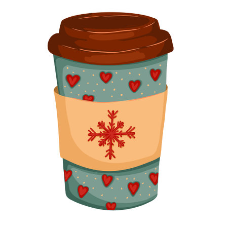 nice cup of coffee. Coffee, chocolate or fruit smoothie, hot drink in paper cartoon vector illustrationのイラスト素材